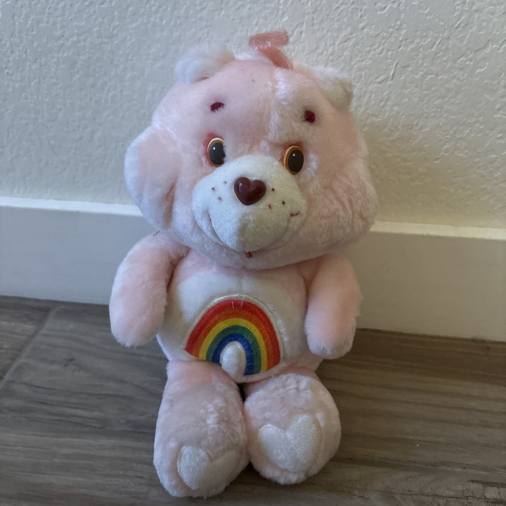 Vintage 1983 Kenner Care Bears Plush 13" Pink Cheer Bear Rainbow Collection